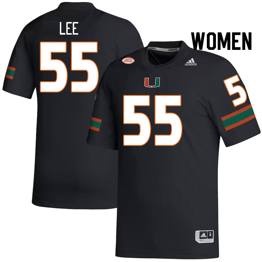 Women #55 Matt Lee Miami Hurricanes College Football Jerseys Stitched-Black